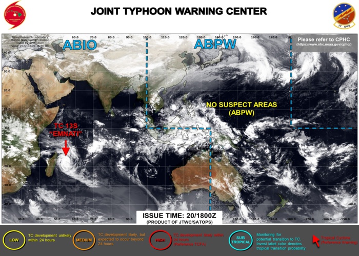 JTWC IS ISSUING 12HOURLY WARNINGS AND 3HOURLY SATELLITE BULLETINS ON TC 13S(EMNATI).