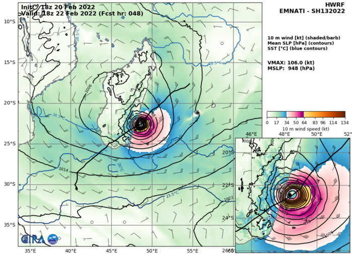 Intense TC 13S(EMNATI) under-going an eye-wall replacement cycle, slowly approaching Madagascar, 21/03utc Intense TC 13S(EMNATI) under-going an eye-wall replacement cycle, slowly approaching Madagascar, 21/03utc