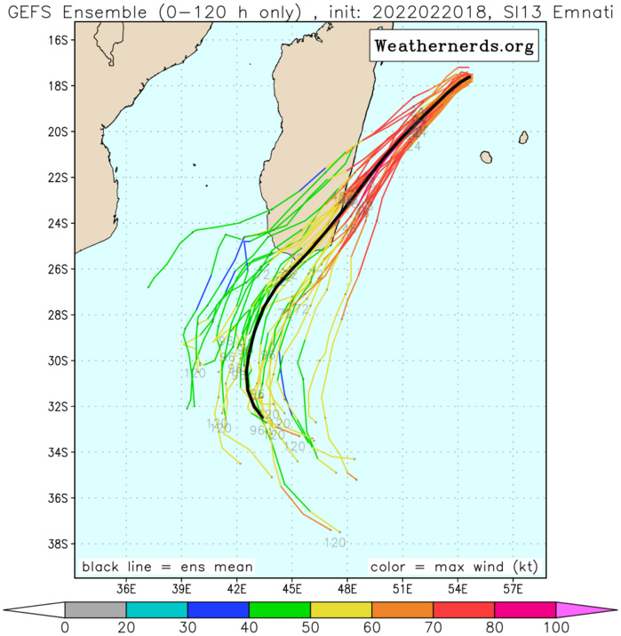 Intense TC 13S(EMNATI) under-going an eye-wall replacement cycle, slowly approaching Madagascar, 21/03utc