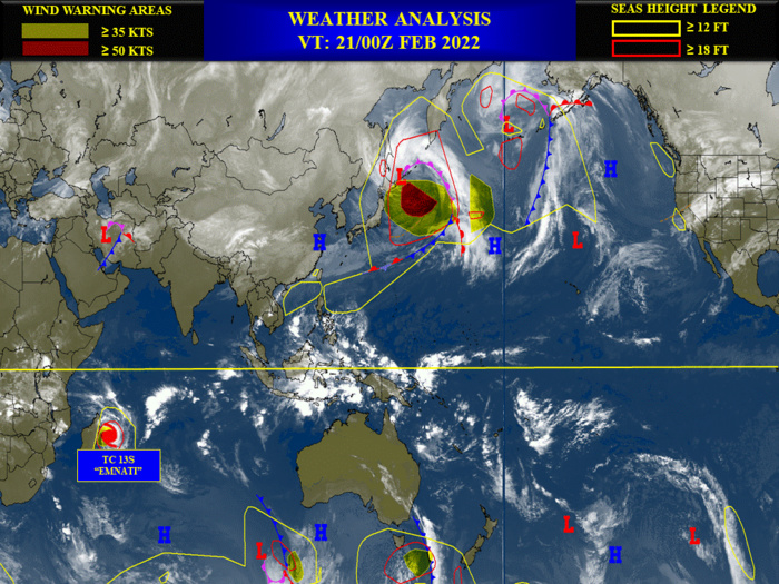 Intense TC 13S(EMNATI) under-going an eye-wall replacement cycle, slowly approaching Madagascar, 21/03utc