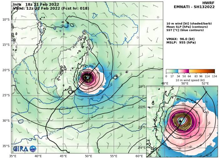 TC 13S(EMNATI): bearing down on Mananjary & Manakara/Madagascar, landfall forecast within 24hours, 22/03utc
