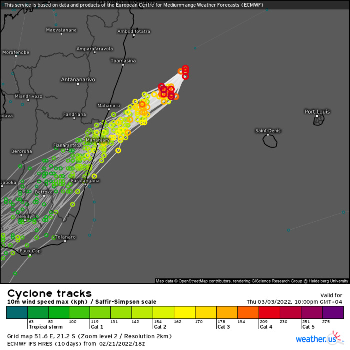 TC 13S(EMNATI): bearing down on Mananjary & Manakara/Madagascar, landfall forecast within 24hours, 22/03utc
