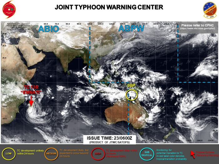 JTWC IS ISSUING 12HOURLY WARNINGS AND 3HOURLY SATELLITE BULLETINS ON TC 13S(EMNATI).