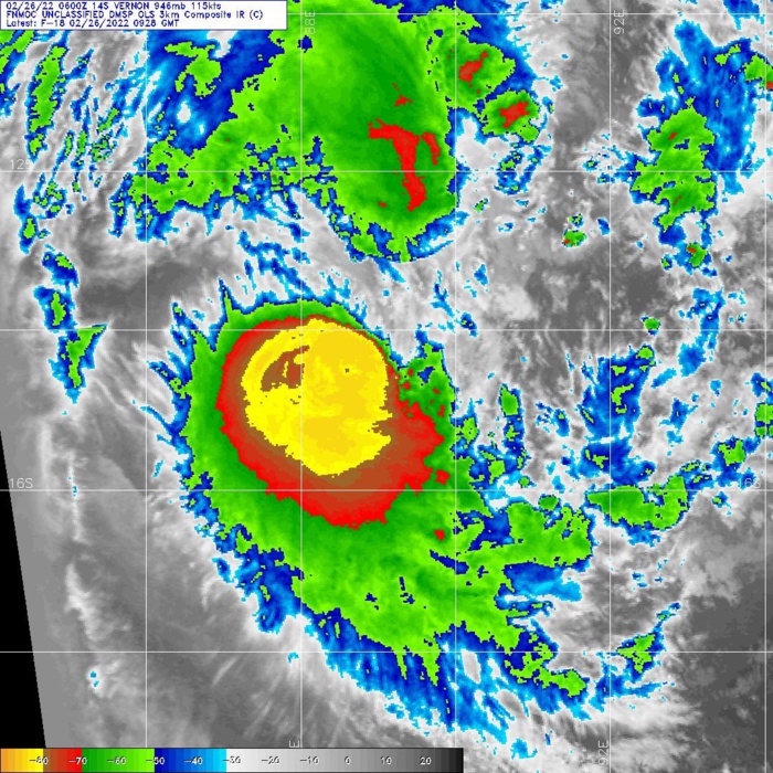 TC 14S(VERNON): very small but powerful CAT 4: weakening while absorbing Invest 93S//TC 15S(ANIKA) up-date, 26/09utc TC 14S(VERNON): very small but powerful CAT 4: weakening while absorbing Invest 93S//TC 15S(ANIKA) up-date, 26/09utc