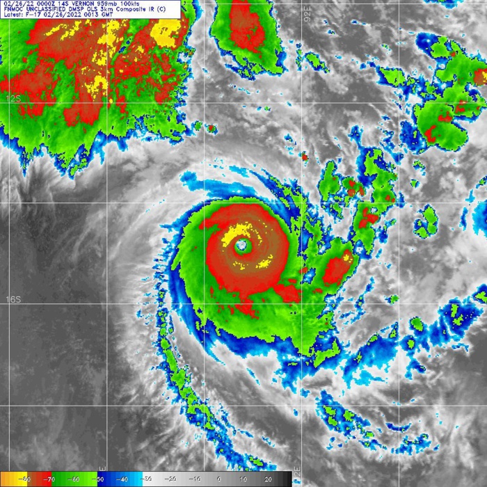 TC 14S(VERNON): very small but powerful CAT 4: weakening while absorbing Invest 93S//TC 15S(ANIKA) up-date, 26/09utc TC 14S(VERNON): very small but powerful CAT 4: weakening while absorbing Invest 93S//TC 15S(ANIKA) up-date, 26/09utc
