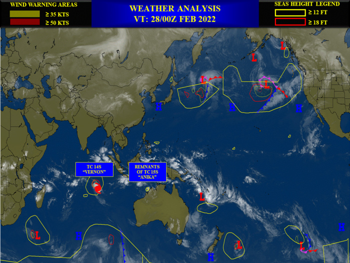 TC 14S(VERNON) got rid of Invest 93S, set to intensify a bit next 36/48h//Over-land TC 15S(ANIKA)//Invests 94P & 95S, 28/18utc