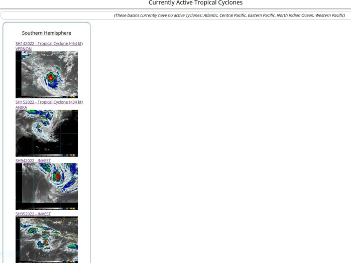 TC 14S(VERNON) over improved OHC// Over-land TC 15S(ANIKA): Tropical Cyclone Formation Alert//Invests 94P & 95S, 01/03utc