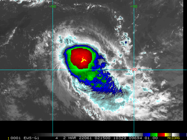 SATELLITE ANALYSIS, INITIAL POSITION AND INTENSITY DISCUSSION: ANIMATED ENHANCED INFRARED (EIR) SATELLITE IMAGERY DEPICTS A SYSTEM WITH PERSISTENT, SYMMETRICAL CONVECTION OBSCURING THE LOW LEVEL CIRCULATION CENTER. THE OBSCURED LOW LEVEL FEATURES CAN ALSO BE OBSERVED IN A 012314Z SSMIS 91GHZ IMAGE, OF WHICH THE INITIAL POSITION IS BASED ON AND IS SUPPORTED BY THE PGTW POSITION FIX. THE INITIAL INTENSITY OF 45 KTS IS BASED ON THE PGTW DVORAK CURRENT INTENSITY ESTIMATE AND IS IN CLOSE AGREEMENT WITH ADT.