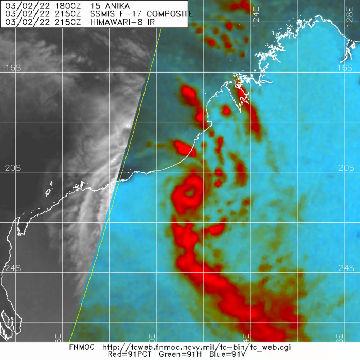 Busy map: TC 14S(VERNON)peaking within 12h//over-land TC 15S(ANIKA)//TC 17S final warning//TC 18P peaking within 12h//Invest 90B, 03/03utc