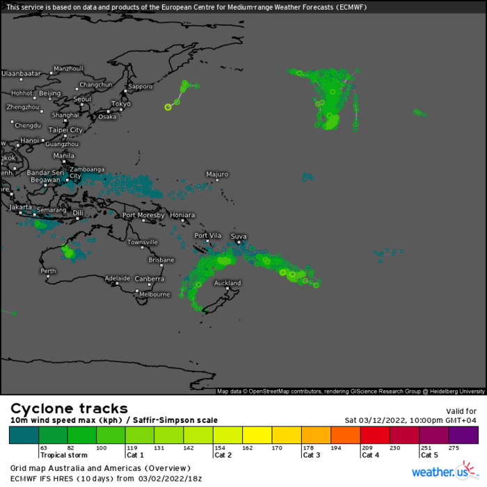 Busy map: TC 14S(VERNON)peaking within 12h//over-land TC 15S(ANIKA)//TC 17S final warning//TC 18P peaking within 12h//Invest 90B, 03/03utc
