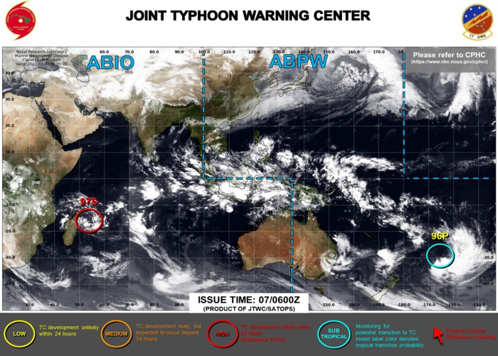 Invest 97S intensifying off Madagascar// Invest 96P: subtropical, 07/09utc