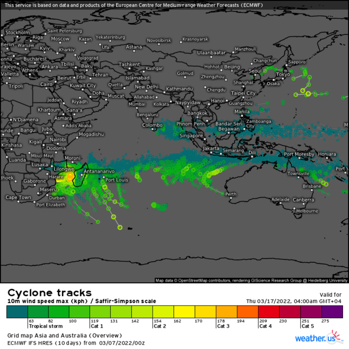 Invest 97S intensifying off Madagascar// Invest 96P: subtropical, 07/09utc