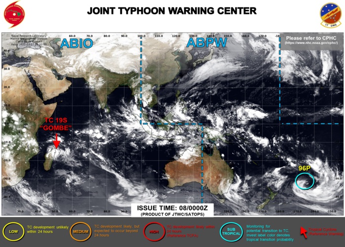 JTWC IS ISSUING 12HOURLY WARNINGS AND 3HOURLY SATELLITE BULLETINS ON TC 19S(GOMBE).