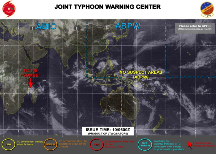 JTWC IS ISSUING 6HOURLY WARNINGS AND 3HOURLY SATELLITE BULLETINS ON TC 19S(GOMBE).