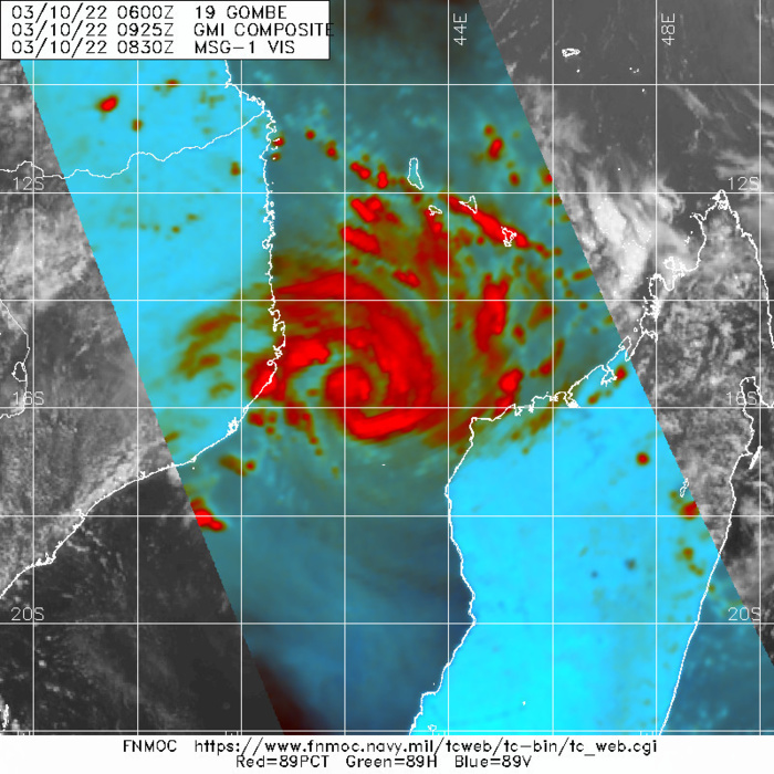 SATELLITE ANALYSIS, INITIAL POSITION AND INTENSITY DISCUSSION: ANIMATED MULTISPECTRAL SATELLITE IMAGERY (MSI) DEPICTS A VERY COMPACT AREA OF DEEP, INCREASINGLY ORGANIZED CONVECTIVE ACTIVITY WHICH HAS DEVELOPED INTO A CDO. VORTICAL HOT TOWERS WITH OVERSHOOTING TOPS WERE EVIDENT BY THE 100700Z HOUR, AND ARE BEGINNING TO SURROUND A NASCENT WARM SPOT IN THE INFRARED IMAGERY. ADDITIONALLY, GLOBAL LIGHTNING DATA SHOWS AN INCREASED INNER-CORE LIGHTNING ACTIVITY, ALL OF WHICH INDICATES THE SYSTEM CONTINUES TO INTENSIFY AND SUGGESTS THAT THE SYSTEM WILL SOON DEVELOP AN ACTUAL EYE FEATURE AND COMMENCE RAPID INTENSIFICATION. A 100618Z AMSU-B 89GHZ MICROWAVE IMAGE SHOWS THE SMALL CORE SURROUNDED BY DEEP CONVECTIVE BANDING, THOUGH THE LOW RESOLUTION PROHIBITS CLARIFICATION OF A MICROWAVE EYE FEATURE. THE INITIAL POSITION IS ASSESSED WITH HIGH CONFIDENCE BASED ON THE AMSU-B IMAGERY IN CONJUNCTION WITH THE PGTW AND FMEE FIX POSITIONS. THE INITIAL INTENSITY IS ASSESSED WITH HIGH CONFIDENCE BASED ON THE AVERAGE OF DVORAK INTENSITY ESTIMATES BETWEEN 55KT AND 77 KTS AND SLIGHTLY HIGHER THAN THE ADT AND SATCON IN LIGHT OF A 100258Z SMAP PASS WHICH SHOWED A 63 KNOT 10-MIN MAXIMUM WIND.