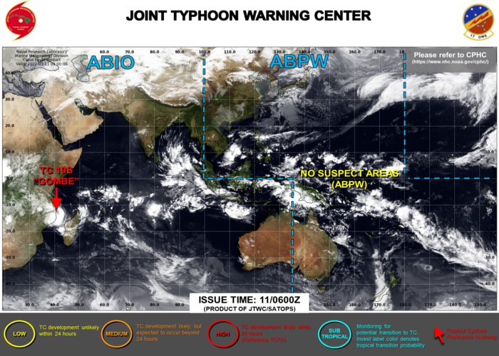 JTWC HAS BEEN ISSUING 6HOURLY WARNINGS AND 3HOURLY SATELLITE BULLETINS ON TC 19S(GOMBE). WARNING FREQUENCY WILL SHIFT TO 12HOURLY FROM NOW ON. JTWC HAS BEEN ISSUING 6HOURLY WARNINGS AND 3HOURLY SATELLITE BULLETINS ON TC 19S(GOMBE). WARNING FREQUENCY WILL SHIFT TO 12HOURLY FROM NOW ON.