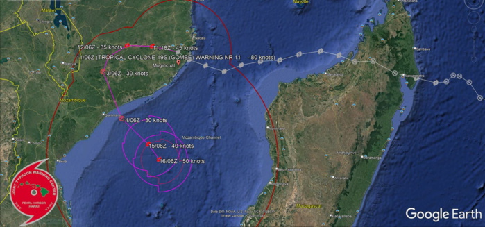 TC 19S(GOMBE): slowly pushing inland, heavy-rain maker,forecast back over open ocean in 72h//Invest 90S and Invest 99S, 11/09utc