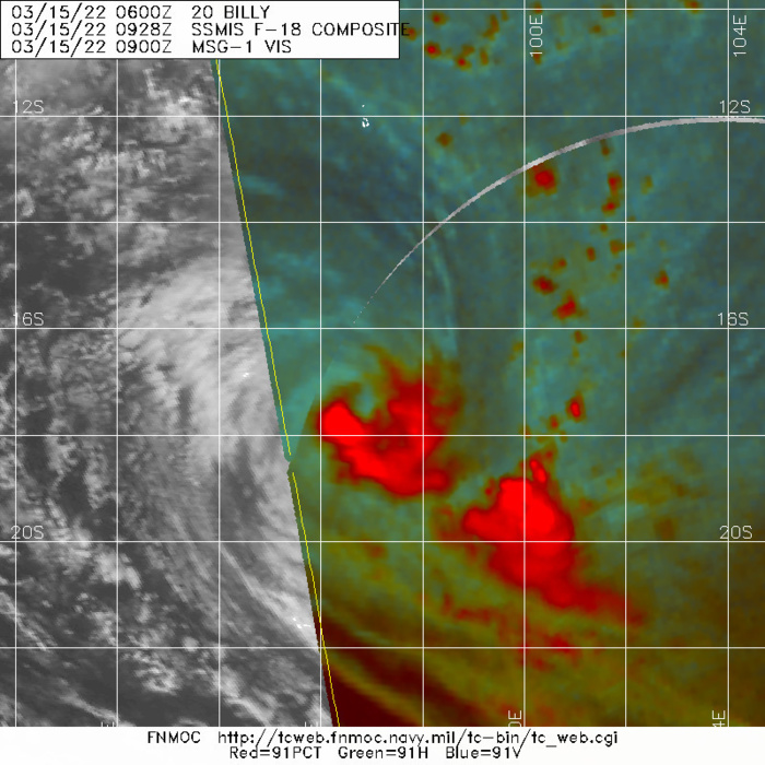 TC 20S(BILLY): has peaked just below Typhoon intensity//Remnants of TC 19S(GOMBE): Medium//Invest 91B and Invest 91S: Low,15/15utc