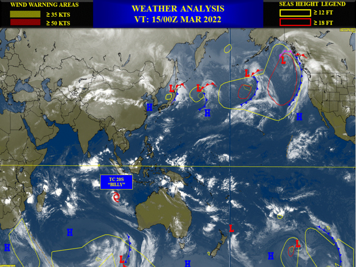 TC 20S(BILLY): has peaked just below Typhoon intensity//Remnants of TC 19S(GOMBE): Medium//Invest 91B and Invest 91S: Low,15/15utc