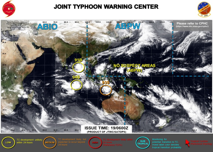 JTWC IS ISSUING 3HOURLY SATELLITE BULLETINS ON INVEST 93S, INVEST 91B AND INVEST 94S.