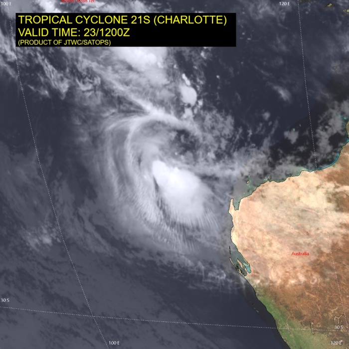 Active South Indian Ocean: TC 21S(CHARLOTTE) weakening// TC 22S(HALIMA): Cat 2 US by 48h, maybe higher,23/15utc
