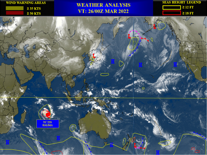 TC 22S(HALIMA) failed to reach STY intensity, forecast to weaken significantly next 48h//21S(CHARLOTTE):subtropical//Invest 92W, 26/03utc
