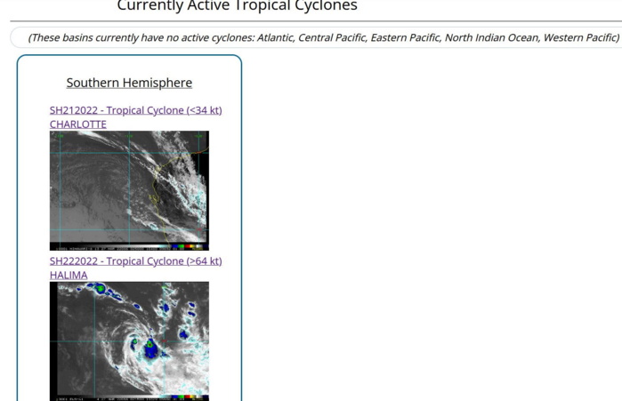 TC 22S(HALIMA): CAT 1 US, forecast to weaken mainly after 24hours//Remnants of TC 21S(CHARLOTTE):extratropical,27/03utc