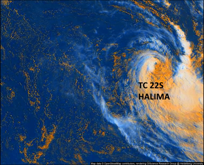 SATELLITE ANALYSIS, INITIAL POSITION AND INTENSITY DISCUSSION: ANIMATED ENHANCED INFRARED (EIR) SATELLITE IMAGERY DEPICTS A MEDIUM-SIZED SYSTEM, WITH FLARING CONVECTION ON THE WESTERN AND EASTERN SIDES OF THE LOW-LEVEL CIRCULATION (LLC). DRY AIR ENTRAINMENT ON THE NORTHERN SECTOR IS WEAKENING THE SYSTEM AS IT CONTINUES TRACKING SOUTHEAST, AS EVIDENCED BY THE MIMIC-TOTAL PRECIPITABLE WATER (TPW) LOOP AND THE EIR LOOP. THE INITIAL POSITION  IS PLACED WITH HIGH CONFIDENCE BASED ON A LARGE MICROWAVE EYE FEATURE IN BOTH THE 262324Z SSMIS 37GHZ AND 91GHZ IMAGES. THE INITIAL INTENSITY IS SET WITH HIGH CONFIDENCE BASED ON AN OVERALL ASSESSMENT FROM MULTIPLE AGENCIES AND AUTOMATED DVORAK ESTIMATES (SHOWN BELOW), WHICH CONTINUE SHOWING THE DETERIORATING TREND. OVER THE LAST TWELVE HOURS, LITTLE HAS HELPED ENHANCE TC HALIMA WITHIN THE ENVIRONMENT, WITH WARM SST AND STRONG POLEWARD OUTFLOW OFFSET BY INCREASING VERTICAL WIND SHEAR. THE CYCLONE IS TRACKING ALONG THE SOUTHWEST PERIPHERY OF A DEEP-LAYERED NER TO THE NORTHEAST.