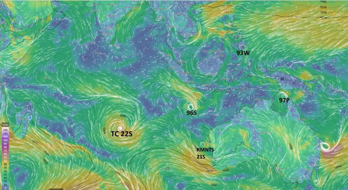 TC 22S(HALIMA) resilience despite shear and dry air//Invest 93W : MEDIUM//Invests 97P and 96S, 29/03utc, 06utc Update