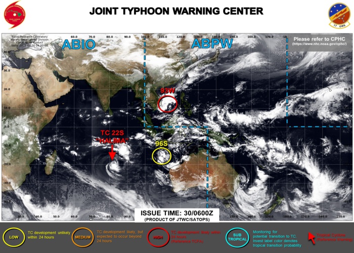 JTWC IS ISSUING 12HOURLY WARNINGS AND 3HOURLY SATELLITE BULLETINS ON TC 22S(HALIMA).