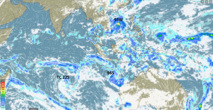 TC 22S(HALIMA): still cocooned within a small region of relatively moist air//Invest 93W: Tropical Cyclone Formation Alert//Invest 96S, 30/03utc