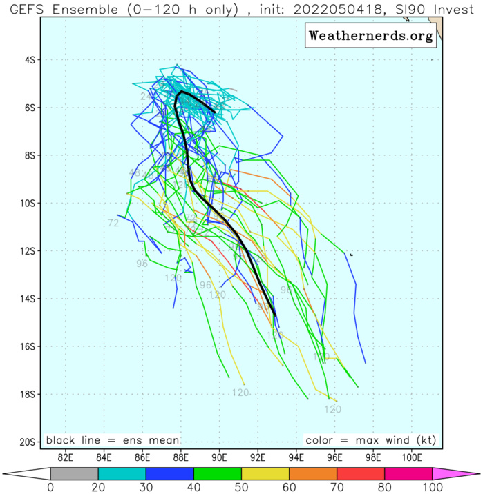 GLOBAL MODEL GUIDANCE PREDICTS THE INVEST WILL TRACK  SOUTH-SOUTHWESTARDLY AND GRADUALLY CONSOLIDATE OVER THE NEXT 48-72  HOURS.