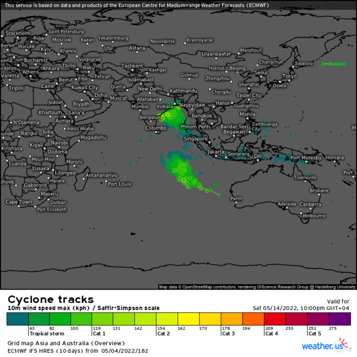 Indian Ocean: 2 Invests monitored: Invest 92B and Invest 90S, 05/06utc
