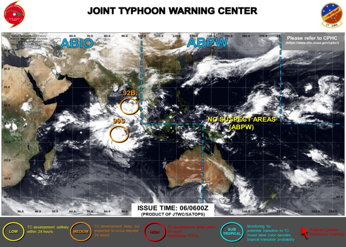 JTWC IS ISSUING 3HOURLY SATELLITE BULLETINS ON INVEST 92B AND INVEST 90S.