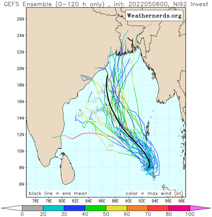 GLOBAL MODEL GUIDANCE IS IN GOOD AGREEMENT  THAT 92B WILL TRACK NORTHWESTWARD OVER THE NEXT 48 HOURS AND  GRADUALLY ORGANIZE.