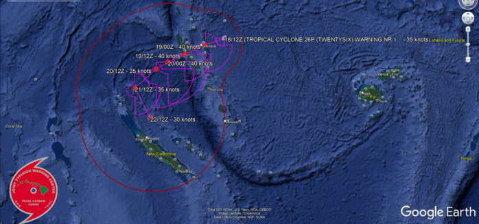 FORECAST REASONING.  SIGNIFICANT FORECAST CHANGES: THIS INITIAL PROGNOSTIC REASONING MESSAGE ESTABLISHES THE FORECAST PHILOSOPHY.  FORECAST DISCUSSION: TC 26P IS EXPECTED TO CONTINUE SOUTHWESTWARD ALONG THE NORTHWEST PERIPHERY OF THE SUBTROPICAL RIDGE (STR) AND TRACK OVER THE NORTHERN ISLANDS OF VANUATU OVER THE NEXT 24HRS. AFTER 72H, IT WILL ROUND THE STR AXIS AND RECURVE SOUTHEASTWARD TOWARD NEW CALEDONIA. THE MARGINALLY FAVORABLE ENVIRONMENT WILL FUEL WEAK INTENSIFICATION TO 40KTS AT 12/36H. AFTERWARD, INCREASING VERTICAL WIND SHEAR (VWS) WILL GRADUALLY ERODE THE SYSTEM TO DISSIPATION BY 96H, POSSIBLY SOONER.