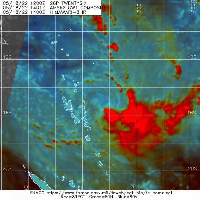 TC 26P : crossing Northern Vanuatu and peaking within 24hours, 18/15utc