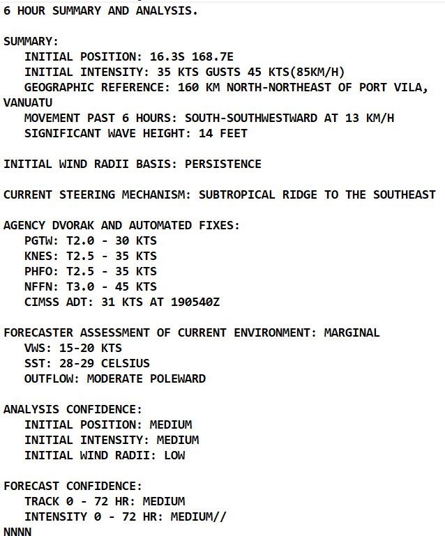 TC 26P(GINA): crossing Vanuatu, 19/09utc