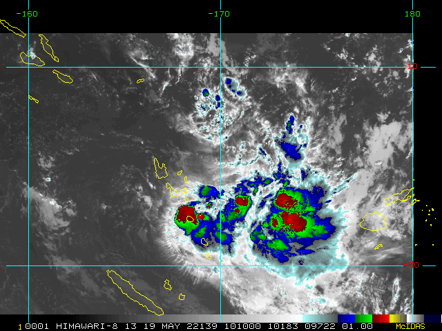 SATELLITE ANALYSIS, INITIAL POSITION AND INTENSITY DISCUSSION: ANIMATED MULTISPECTRAL SATELLITE IMAGERY (MSI) DEPICTS A FULLY EXPOSED LOW LEVEL CIRCULATION WITH DEEP CONVECTION PRIMARILY SHEARED WELL TO THE SOUTHEAST AS A HIGH-AMPLITUDE MID-LEVEL TROUGH APPROACHES FROM THE WEST, HOWEVER, A FRESH POCKET OF CONVECTION IS BUILDING TOWARDS THE SOUTHWESTERN QUADRANT OF THE CORE. DESPITE A LACK OF RECENT MICROWAVE IMAGERY, THE INITIAL POSITION WAS PLACED WITH HIGH CONFIDENCE BASED ON THE APPEARANCE IN MSI. THE INITIAL INTENSITY WAS HELD AT 35 KNOTS BASED ON AVAILABLE DVORAK ESTIMATES AND ADT, ALTHOUGH TROPICAL STORM FORCE WINDS ARE LIKELY ISOLATED TO THE SOUTHEAST QUADRANT UNDER THE DEEP CONVECTION UNLESS THE NEW  CENTRAL CONVECTION PERSISTS. BOTH DESCENDING ASCAT PASSES MISSED THE  CIRCULATION AND NO OTHER RECENT SCATTEROMETRY OR NEARBY SURFACE  OBSERVATIONS ARE AVAILABLE TO CONFIRM THE WINDS OR STRUCTURE.