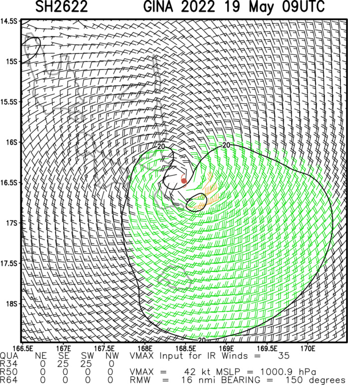 TC 26P(GINA): crossing Vanuatu, 19/09utc