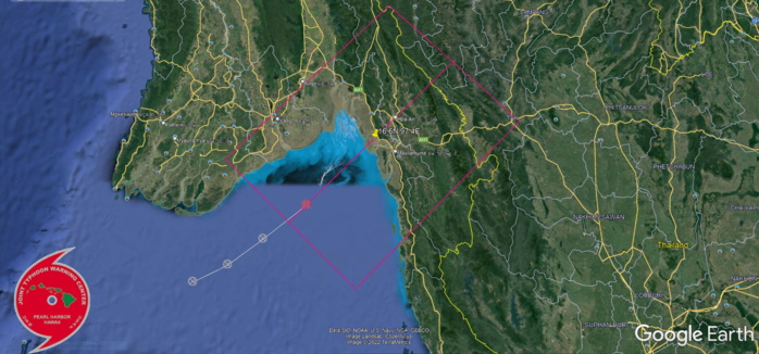 REMARKS: THIS CANCELS REF A (WTIO PGTW 200030). THE AREA OF  CONVECTION (INVEST 93B) PREVIOUSLY LOCATED NEAR 16.0N 96.6E IS NOW  LOCATED NEAR 16.6N 97.4E, APPROXIMATELY 135 KM EAST OF YANGON,  MYANMAR. ANIMATED ENHANCED INFRARED (EIR) SATELLITE IMAGERY DEPICTS  CONVECTIVE BANDS WRAPPING INTO A LOW LEVEL CIRCULATION CENTER (LLCC)  WITH PERSISTENT CONVECTION IN THE SOUTHERN AND WESTERN PERIPHERIES.  SATELLITE IMAGERY AND THAI RADAR INDICATE THAT THE LLCC CROSSED OVER  LAND NEAR MAWLAMYINE, MYANMAR, OFFSETTING THE SUPPORT GIVEN BY THE  SURROUNDING WARM (30-31C) SEA SURFACE TEMPERATURES (SST), LOW (BELOW 15  KT) VERTICAL WIND SHEAR (VWS), AND CONSIDERABLE EQUATORWARD OUTFLOW.  GLOBAL MODELS ARE IN AGREEMENT THAT INVEST 93B WILL DISSIPATE AS IT  TRACKS OVER LAND. MAXIMUM SUSTAINED SURFACE WINDS ARE ESTIMATED AT  28 TO 33 KNOTS. MINIMUM SEA LEVEL PRESSURE IS ESTIMATED TO BE NEAR  999 MB. GIVEN THAT INVEST 93B IS FORECAST TO REMAIN INLAND, IT IS NO  LONGER SUSPECT FOR THE DEVELOPMENT OF A TROPICAL CYCLONE WITHIN THE  NEXT 24 HOURS.