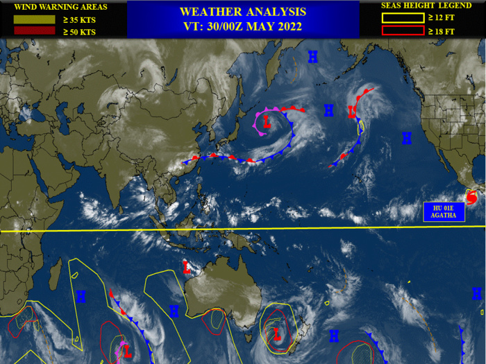  01E(AGATHA): set to become a Major Hurricane// Invest 93W/Invest 92S: subtropical, 30/00utc