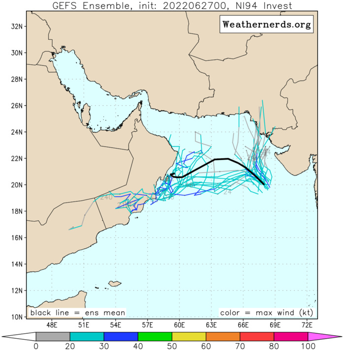 JTWC map: active after a while: Invest 94A and Invest 97W// TS 03E(ALICIA) and Invest 94L, 27/06utc