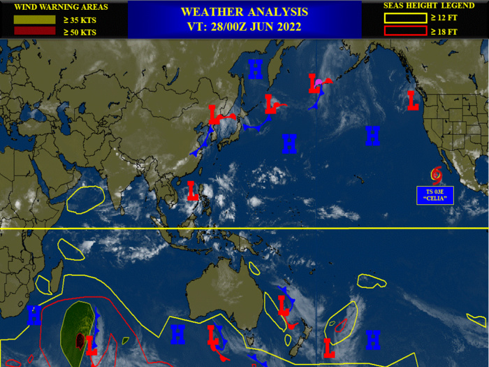 Invest 97W, Invest 98W, Invest 94A// TS 03E(CELIA), Invest 94E//TS 02L, Invest 95L, 28/06utc updates: 97W up-dated at 18utc