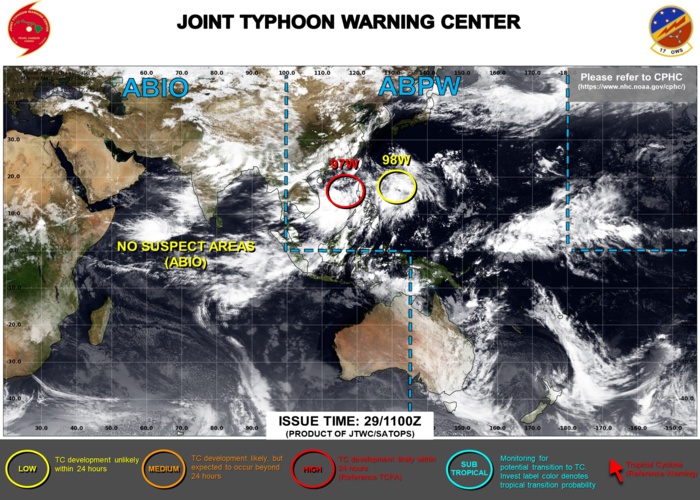 Invest 97W and Invest 98W: up-dates at 29/12utc