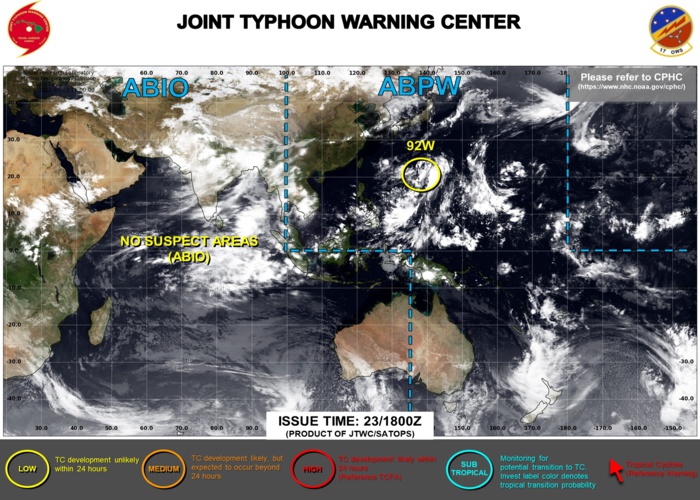 Invest 92W on the JTWC map, 23/06utc update