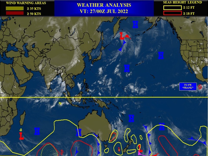 Invest 93W:Tropical Cyclone Formation Alert//Invest 95S: set to deepen next 24/48h//TS 07E(FRANK): set to reach Hurricane status by 72h,27/06utc