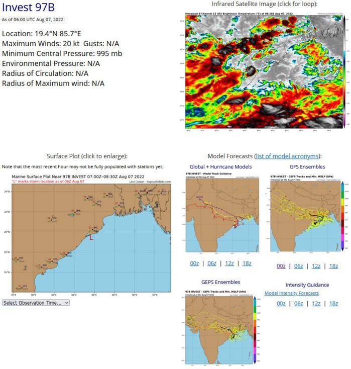 Invest 97W set to be a monsoon depression next 48h// Invest 97B close to the Indian coast//TD 09E to intensify next 48h, 07/06utc