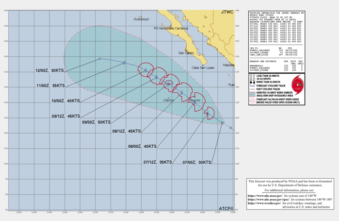 000 WTPZ44 KNHC 070834 TCDEP4  Tropical Depression Nine-E Discussion Number   4 NWS National Hurricane Center Miami FL       EP092022 300 AM MDT Sun Aug 07 2022  The combination of moderate vertical wind shear and dry air appear  to be limiting the current potential for intensification of the  tropical depression.  The low-level center is once again exposed to  the west of a burst of deep convection.  Subjective Dvorak intensity  estimates from TAFB and SAB both suggest the system is still at 30  kt and the initial intensity remains unchanged.  The predicted decrease in vertical wind shear has yet to occur.   However, global models are insistent the shear should relax soon.   If this does happen, the tropical depression could gradually  strengthen during a brief window of conducive atmospheric and  oceanic environmental conditions over the next 48 hours.  The  cyclone is then expected to weaken after that time when it  encounters sea surface temperatures of 26 degree C and a more stable  and drier airmass. The peak intensity of the official forecast has  been decreased slightly and it now shows the depression becoming a  remnant low by day 5.    The system is moving west-northwest at 300/13 kt.  A mid-level ridge  to the northeast is expected to steer the depression northwestward  at a slightly decreased forward speed for the next few days.  The  depression is then expected to turn westward as it weakens and  follows the low-level flow.  The updated NHC track forecast is very  similar to the previous official forecast and the model consensus  aids.   FORECAST POSITIONS AND MAX WINDS  INIT  07/0900Z 16.3N 109.1W   30 KT  35 MPH  12H  07/1800Z 17.3N 110.5W   35 KT  40 MPH  24H  08/0600Z 18.7N 112.2W   40 KT  45 MPH  36H  08/1800Z 20.0N 114.0W   45 KT  50 MPH  48H  09/0600Z 21.1N 115.5W   45 KT  50 MPH  60H  09/1800Z 22.0N 117.1W   40 KT  45 MPH  72H  10/0600Z 22.8N 118.7W   35 KT  40 MPH  96H  11/0600Z 23.7N 121.8W   30 KT  35 MPH 120H  12/0600Z 24.0N 125.0W   30 KT  35 MPH...POST-TROP/REMNT LOW  $$ Forecaster Bucci/Brown