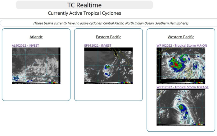 11W(TOKAGE) has reached Typhoon intensity// 10W(MA-ON) to be re-intensifying over the SCS//Invest 91E//Invest 90L, 23/09utc 11W(TOKAGE) has reached Typhoon intensity// 10W(MA-ON) to be re-intensifying over the SCS//Invest 91E//Invest 90L, 23/09utc